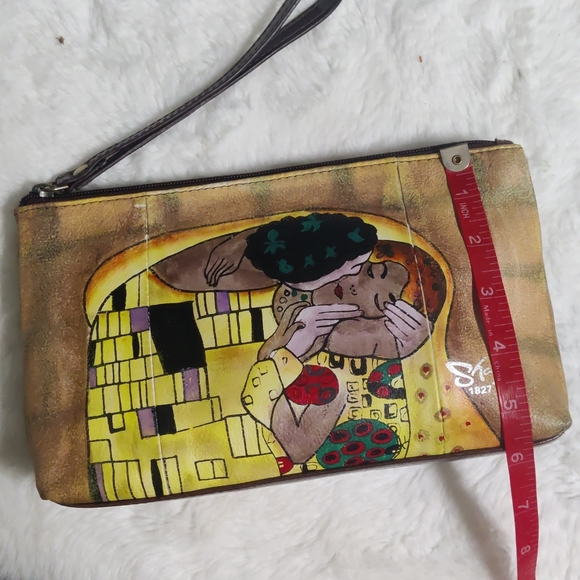 Sharif Artistic Expressions 1827 Leather Cosmetic Bag Hand Painted Klimt EUC - Picture 4 of 4